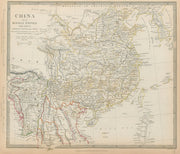CHINA & BIRMAN EMPIRE Burma Cochinchina Thailand Siam Korea SDUK 1844 old map