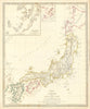 EMPIRE OF JAPAN  Nagasaki Harbour Yeso Niphon Nippon SDUK 1844 old antique map