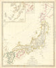 EMPIRE OF JAPAN  Nagasaki Harbour Yeso Niphon Nippon SDUK 1844 old antique map