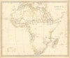 AFRICA pre-dating European exploration Mountains of Kong SDUK 1844 old map