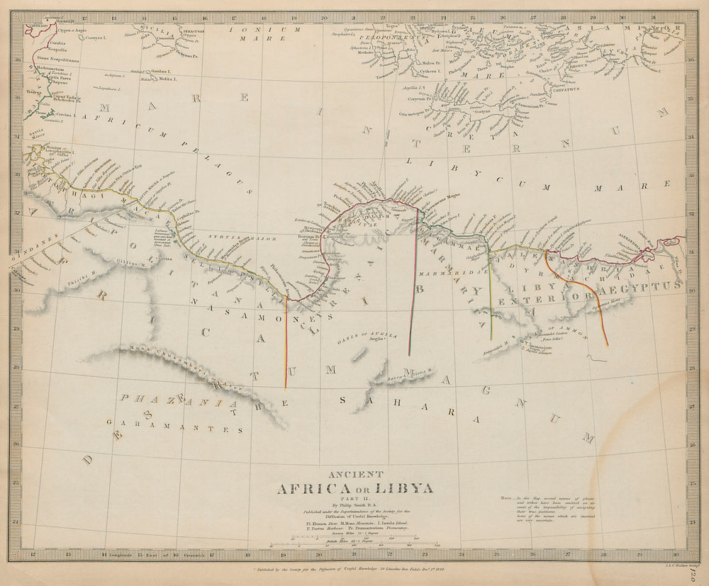 ANCIENT NORTH AFRICA Syrtis Minor to Alexandria. Egypt & Libya. SDUK 1844 map