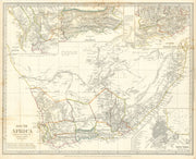 SOUTH AFRICA Cape Town city plan. Graham Town. District of George SDUK 1844 map
