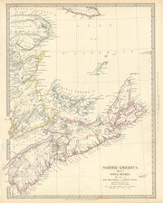 NOVA SCOTIA & New Brunswick Quebec PEI Canada Maritimes SDUK 1844 old map