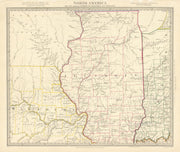 USA Missouri Illinois Indiana. Indian villages tribes borders SDUK 1844 map
