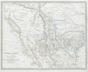 SOUTH WESTERN USA. Texas Republic & Mexican California SDUK 1844 old map