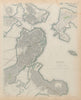 BOSTON WITH CHARLESTOWN AND ROXBURY Antique city town map plan SDUK 1844