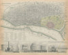 CALCUTTA KOLKATA Antique city town map Govt House Esplanade Row SDUK 1844
