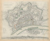 FRANKFURT AM MAIN Antique city town map plan Panorama am Mayn SDUK 1844