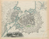 GENEVA GENÈVE GENEVE GENF Antique city town map plan & environs SDUK 1844