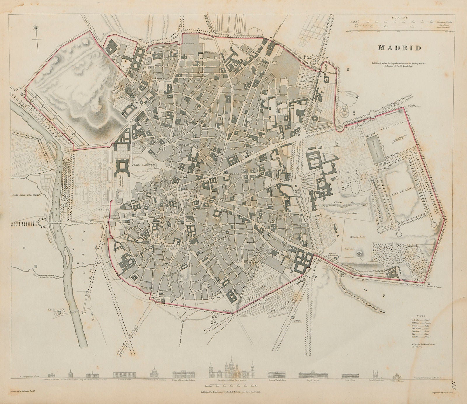 MADRID Antique city town map plan - P 7 016359a