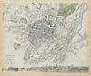 MUNICH MÜNCHEN MUNCHEN Antique city town map plan & panorama SDUK 1844 old