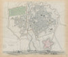 PARMA Antique city town map plan & panorama Parme SDUK 1844 old