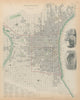 PHILADELPHIA Antique city town map plan Inset US Bank, Exchange SDUK 1844