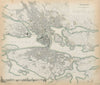 STOCKHOLM Antique city town map plan Inset panorama view SDUK 1844 old