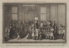 Lifting sefer Torah scroll, Duke's Place Great Synagogue, London. Hagbah 1784