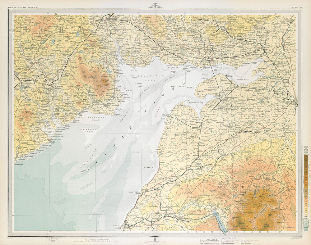 SOLWAY FIRTH. Kirkudbright Carlisle. w/ Solway Junction Railway. LARGE 1895 map