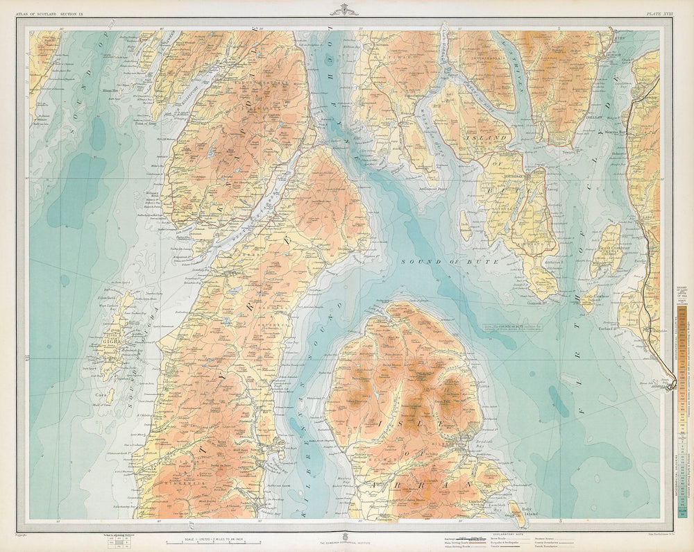 NORTH KINTYRE & ARRAN Bute Rothesay Firth of Clyde Dunoon Kirn Knapdale 1895 map