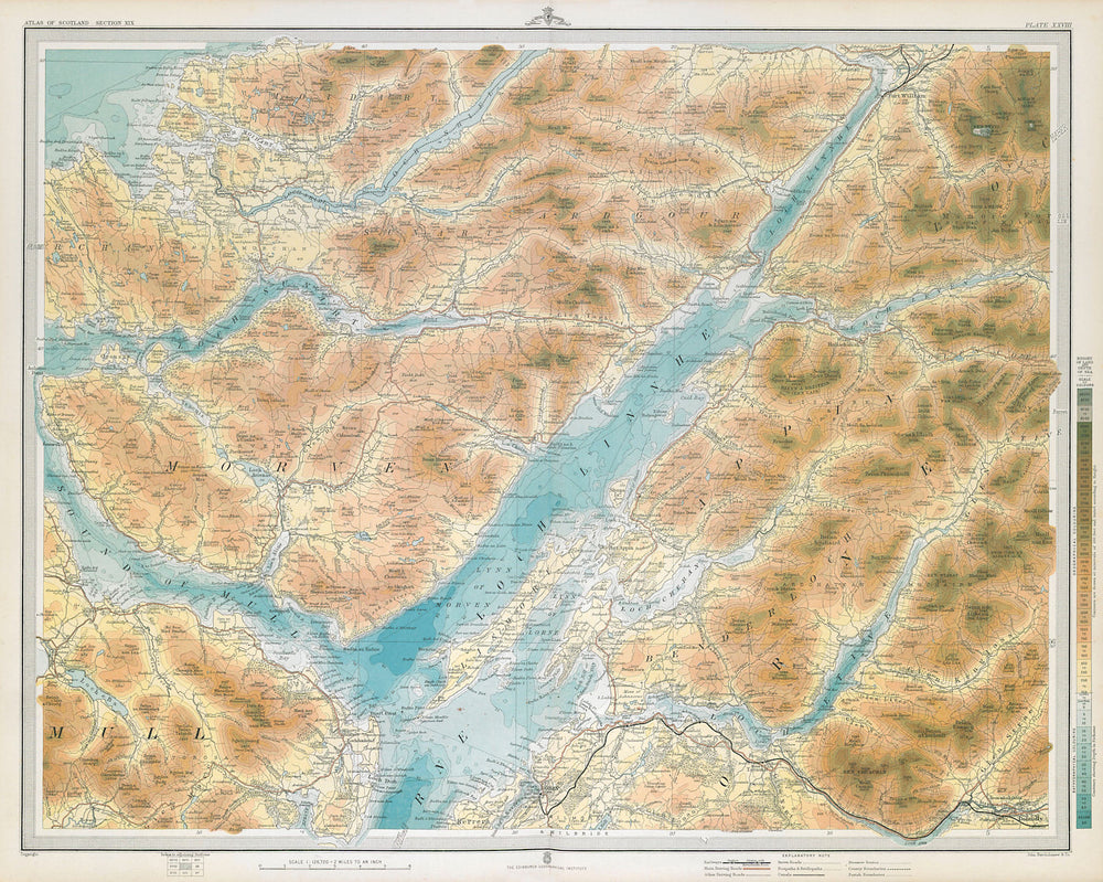 LOCH LINNHE Oban Sound of Mull Morven Appin Lorne Etive Sunart. LARGE 1895 map