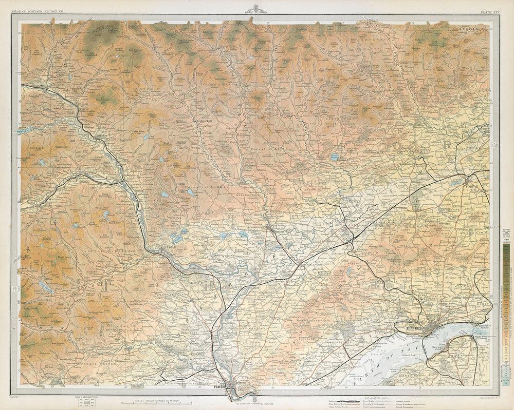 PERTH ENVIRONS Firth of Tay Dundee Strathmore Strathtay Cairngorms 1895 map
