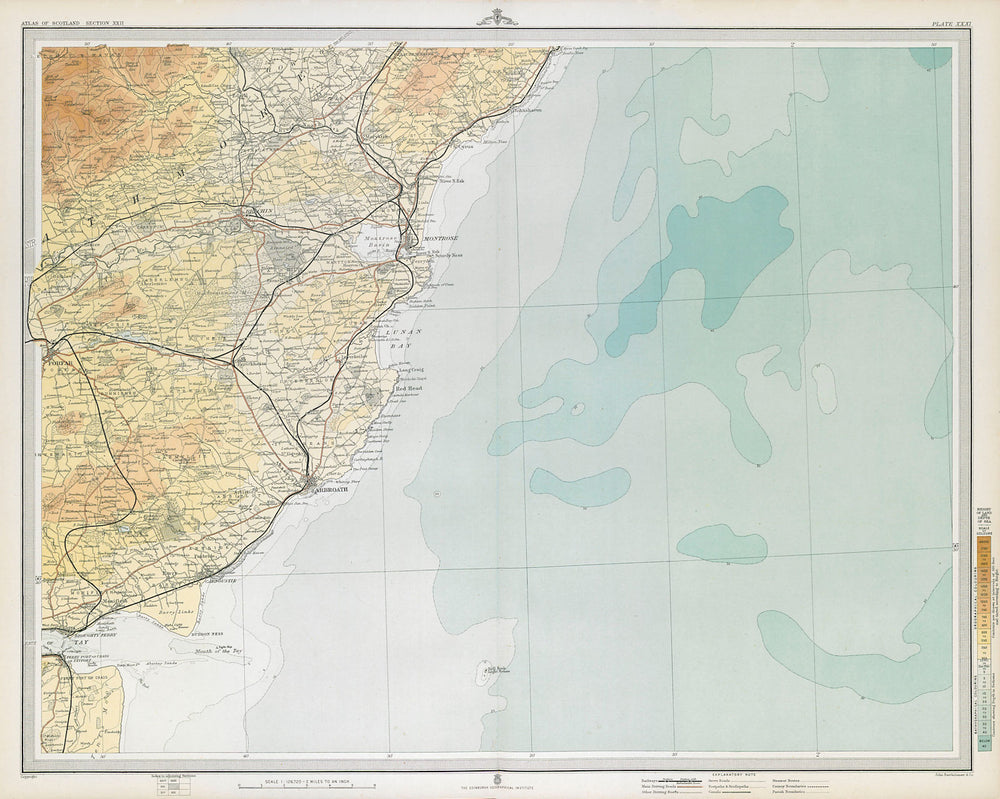 ANGUS/FORFAR COAST Arbroath Montrose Brechin Carnoustie Broughty. LARGE 1895 map