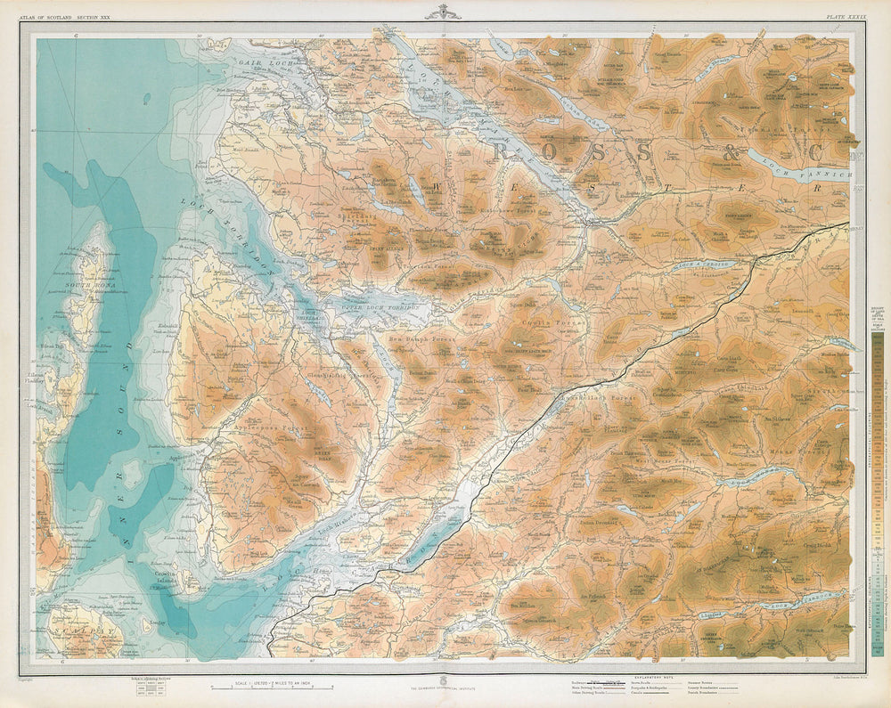 ROSS & CROMARTY. Kinlochewe Torridon Loch Carron Applecross. LARGE 1895 map