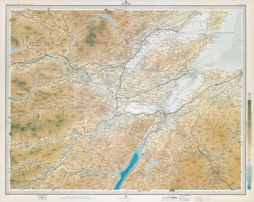 MORAY FIRTH Dingwall Invernessshire Cromarty Firth Nairn Glen Ord LARGE 1895 map