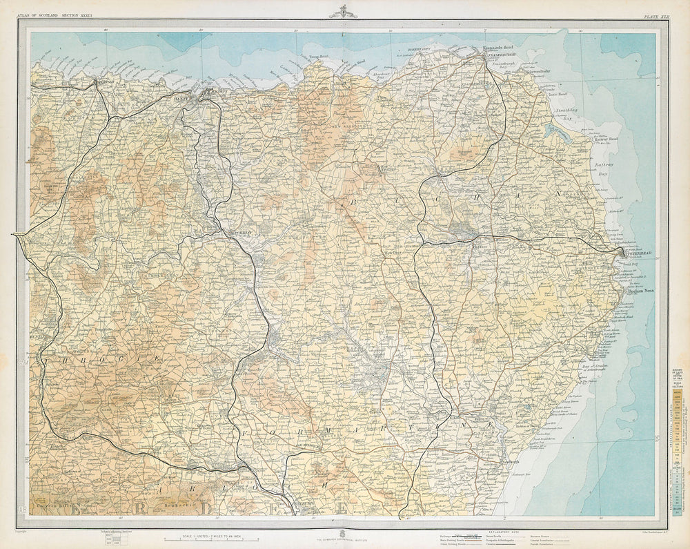 ABERDEENSHIRE Banff Peterhead Fraserburgh Buchan Turriff. LARGE 1895 old map