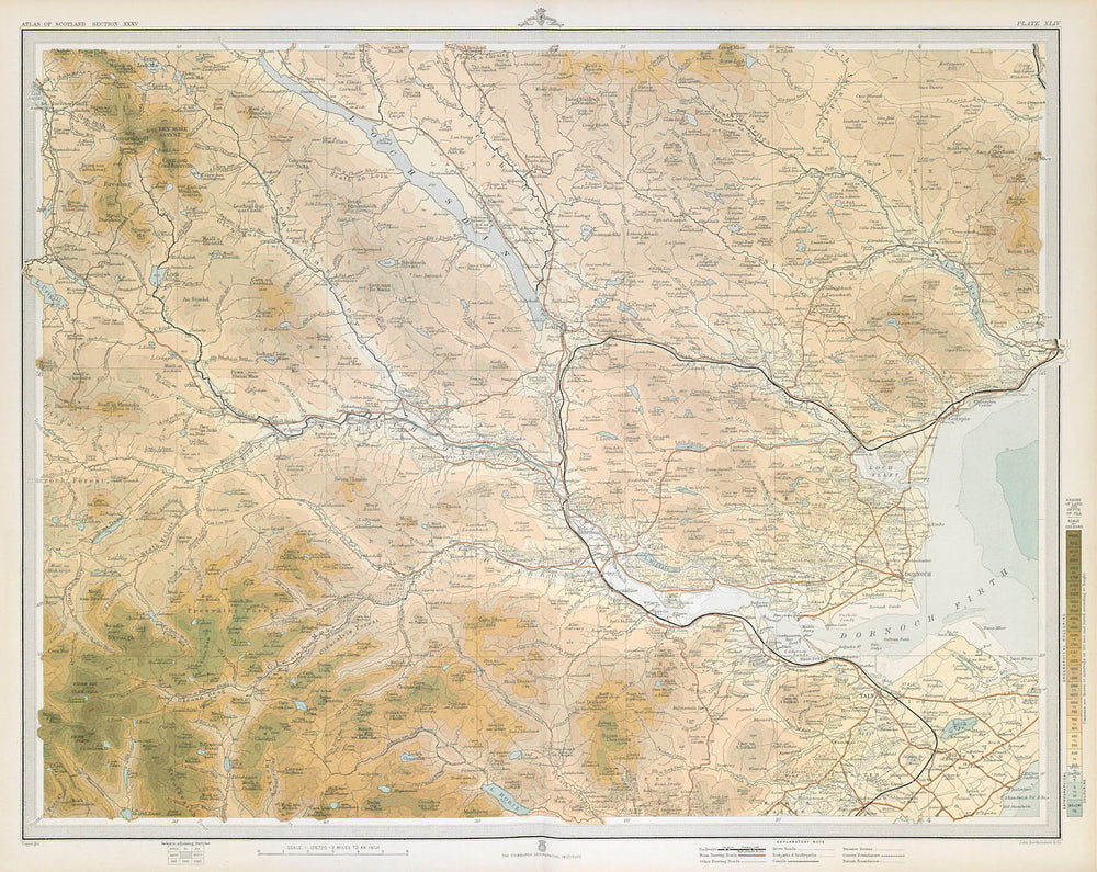 SUTHERLAND Ross & Cromartyshire Dornoch Firth Loch Shin Tain. LARGE 1895 map