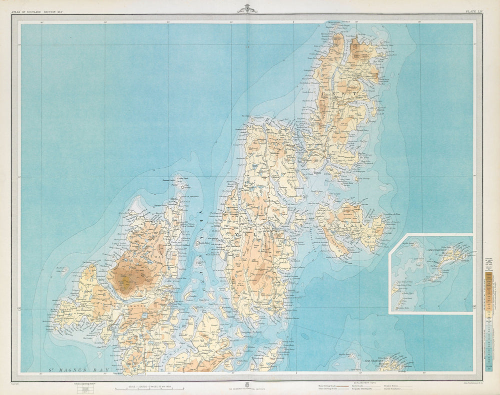 SHETLAND ISLANDS NORTH. Sullom Voe Yell Unst Out Skerries. LARGE 1895 old map