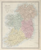 IRELAND. Showing roads, railways, canals and provinces. SDUK 1857 old map