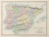 IBERIA. Spain and Portugal showing provinces. SDUK 1857 old antique map chart