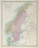 SCANDINAVIA. Sweden, Norway, and Denmark. Populations. SDUK 1857 old map