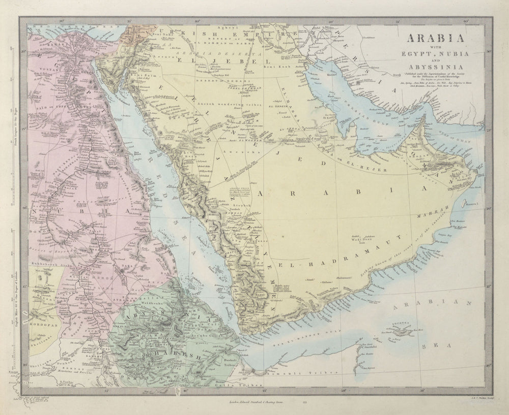 ARABIA Hajj routes Deba/Dubai Abothubi/Abu Dhabi UAE Pirate coast SDUK 1857 map