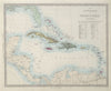 WEST INDIES Antilles Caribbean French British Swedish Danish Dutch SDUK 1857 map