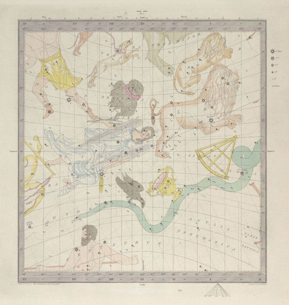 ASTRONOMY CELESTIAL. Star map. Star chart, III. Autumnal Equinox. SDUK 1857