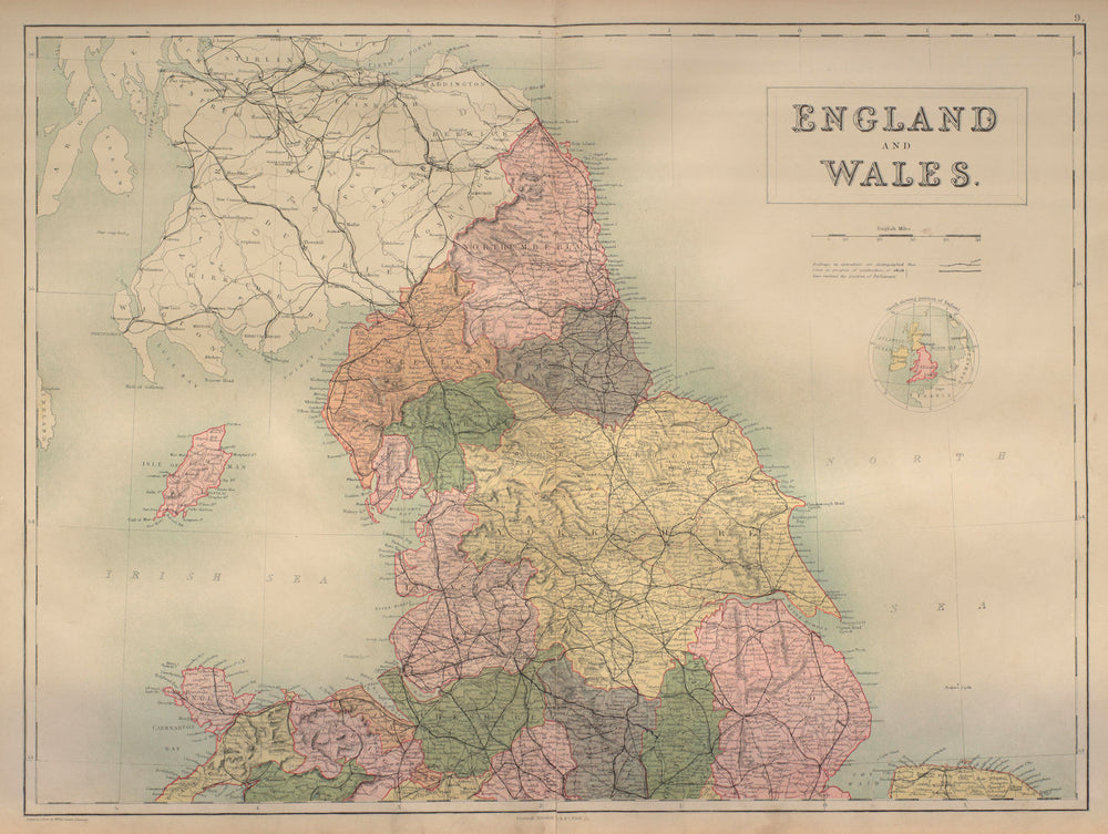 England & Wales North Sheet. Yorkshire Lancashire. BARTHOLOMEW 1870 old map