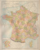 France in Departments. Railways. BARTHOLOMEW 1870 old antique map plan chart