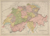 Switzerland in Cantons. BARTHOLOMEW 1870 old antique vintage map plan chart
