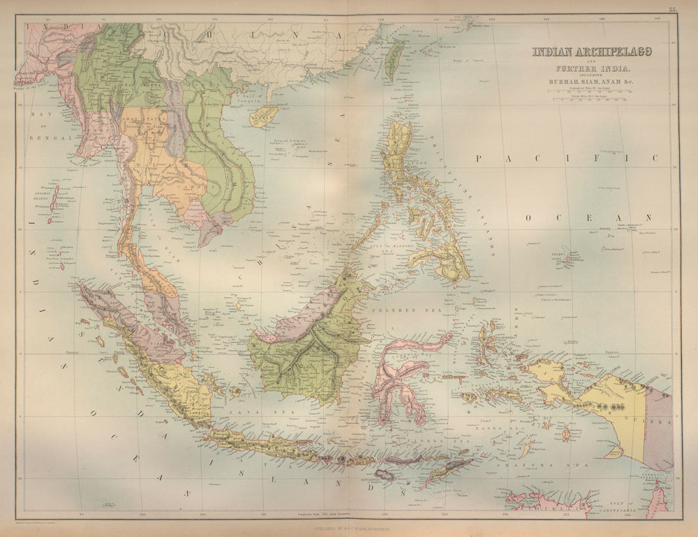 Indian Archipelago, Burmah, Siam. East Indies. Indonesia. BARTHOLOMEW 1870 map