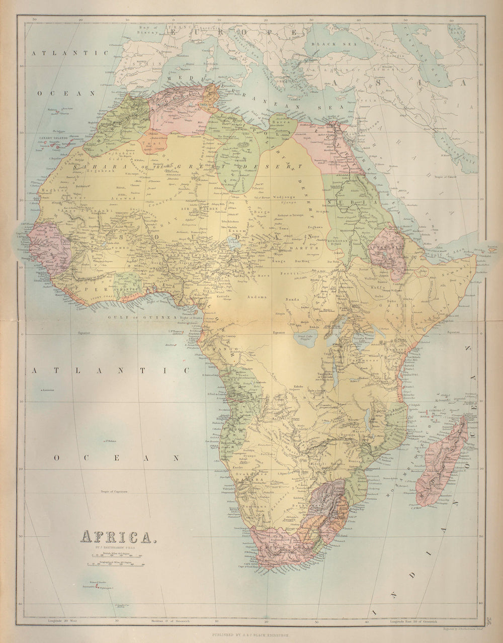 Africa. Tribes/pre-European Kingdoms. Piaggia's Great Lake. BARTHOLOMEW 1870 map