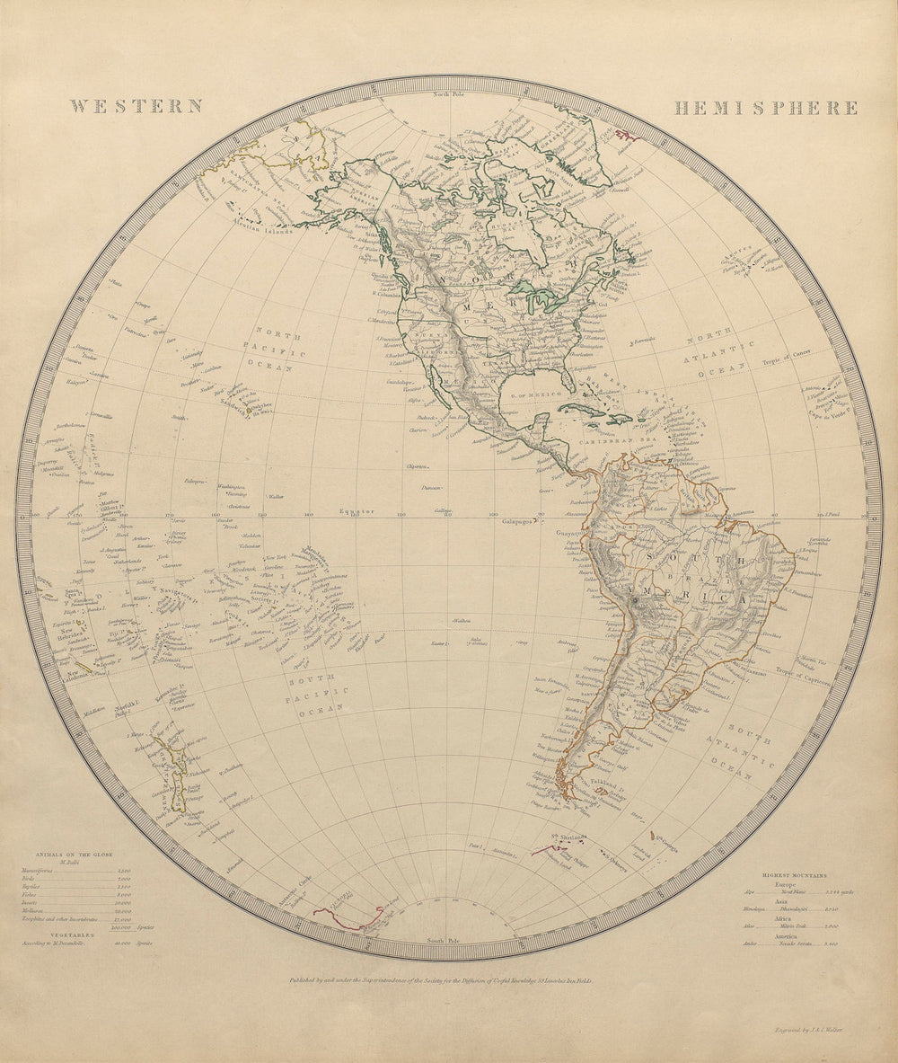 WESTERN HEMISPHERE Americas Mexican Texas New Zealand Pacific SDUK 1844 map