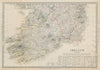 IRELAND South Sheet Population by towns & counties. Churches SDUK 1844 old map