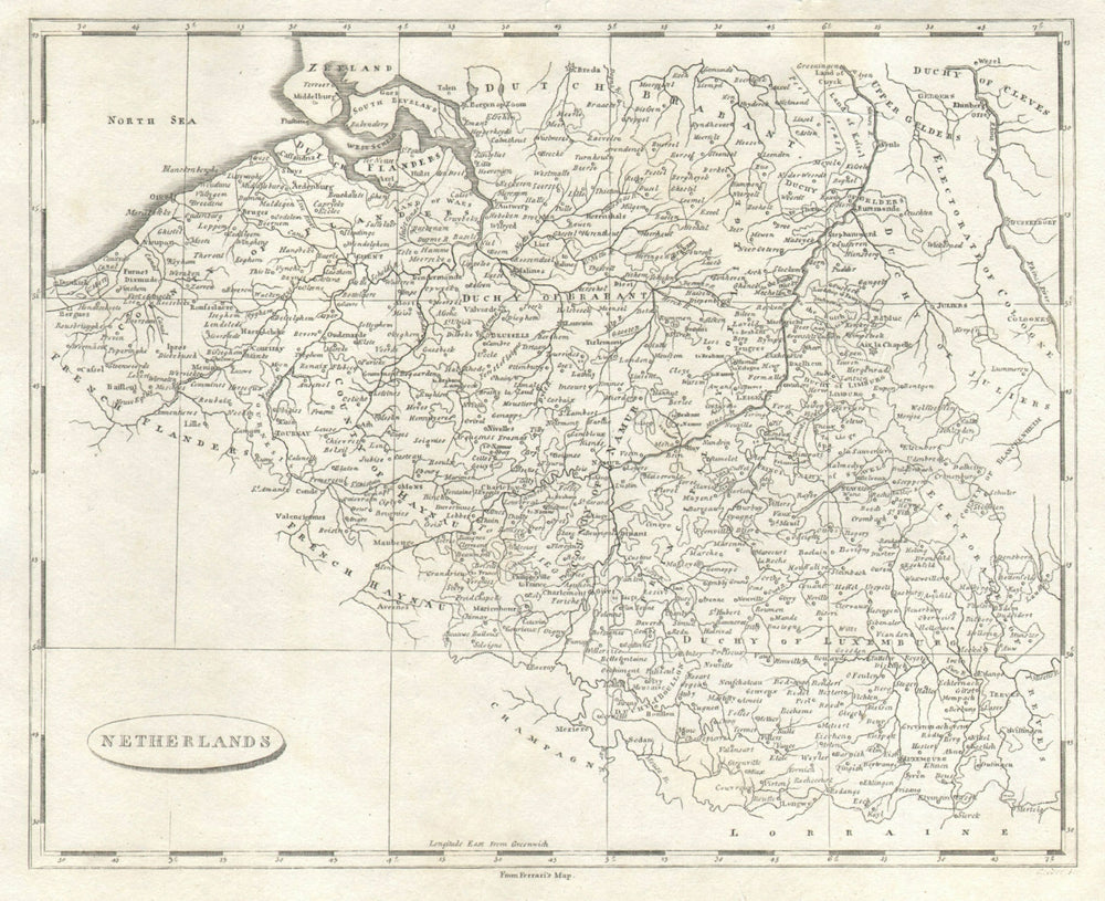 Netherlands by Arrowsmith & Lewis 1812 old antique vintage map plan chart