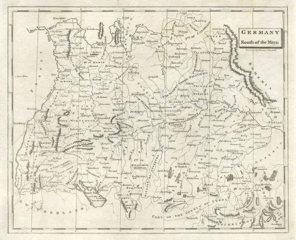 Germany South of the Mayn. Arrowsmith & Lewis Bavaria Baden-Württemberg 1812 map