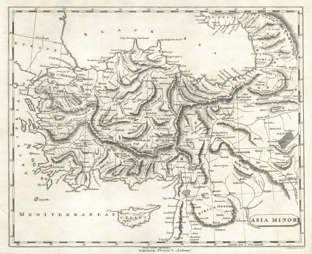 Asia Minor by Arrowsmith & Lewis. Turkey. Anatolia 1812 old antique map chart