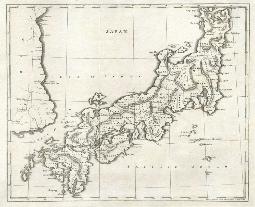 Japan by Arrowsmith & Lewis 1812 old antique vintage map plan chart