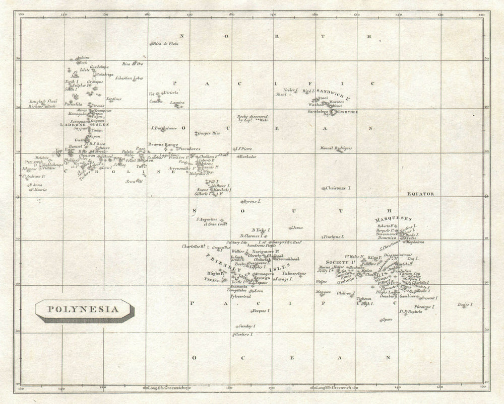 Polynesia by Arrowsmith & Lewis. Hawaii & Micronesia. Pacific Islands 1812 map