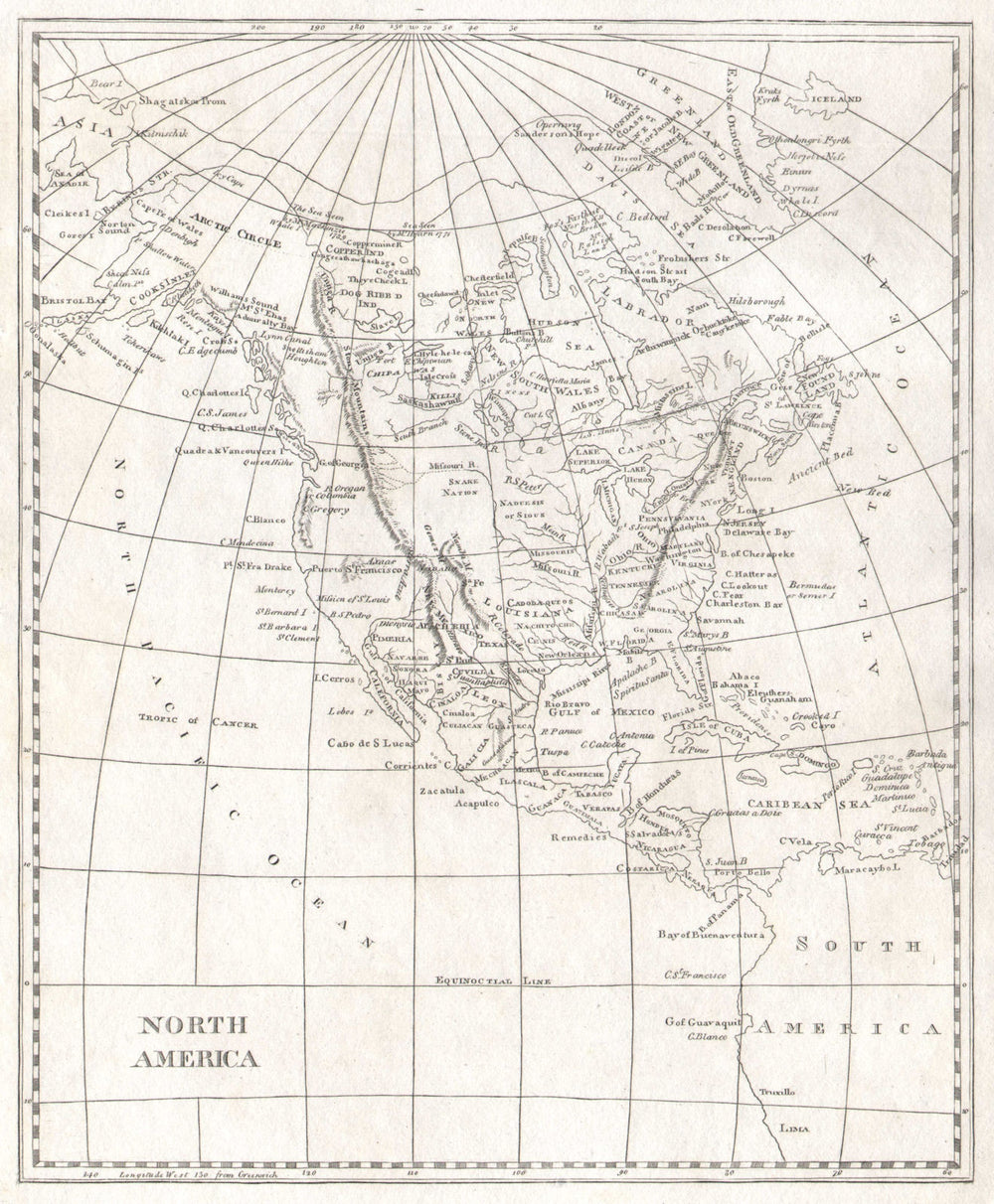 North America by Arrowsmith & Lewis. United States & Canada 1812 old map