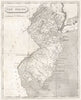 New Jersey state map by Arrowsmith & Lewis 1812 old antique plan chart