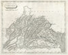 Virginia state map by Arrowsmith & Lewis 1812 old antique plan chart